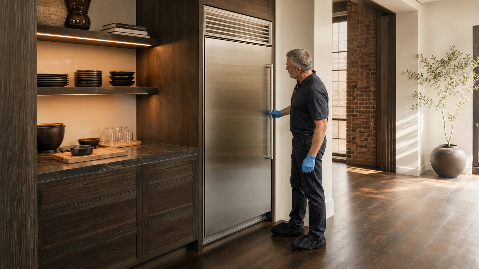 Built-in refrigerator diagnostic visit in the service area