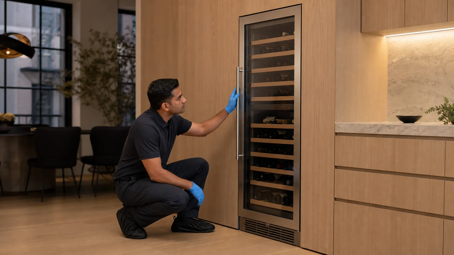 Built-in wine cooler diagnostic visit in the service area